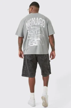 Plus Monaco Moto Back Print Graphic T-shirt In | UK^boohooMAN New