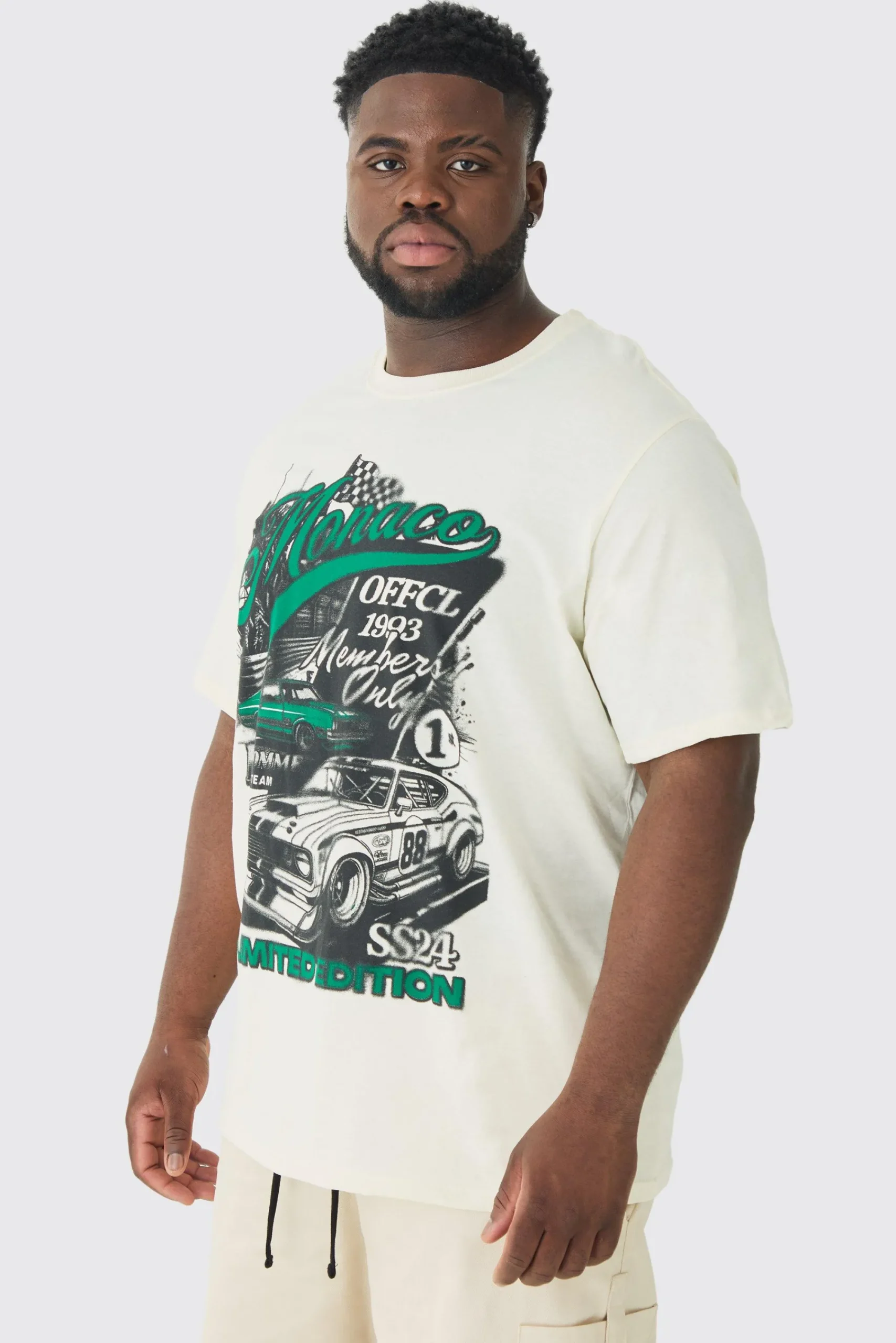 Plus Monaco Moto Print T-shirt | UK^boohooMAN Clearance