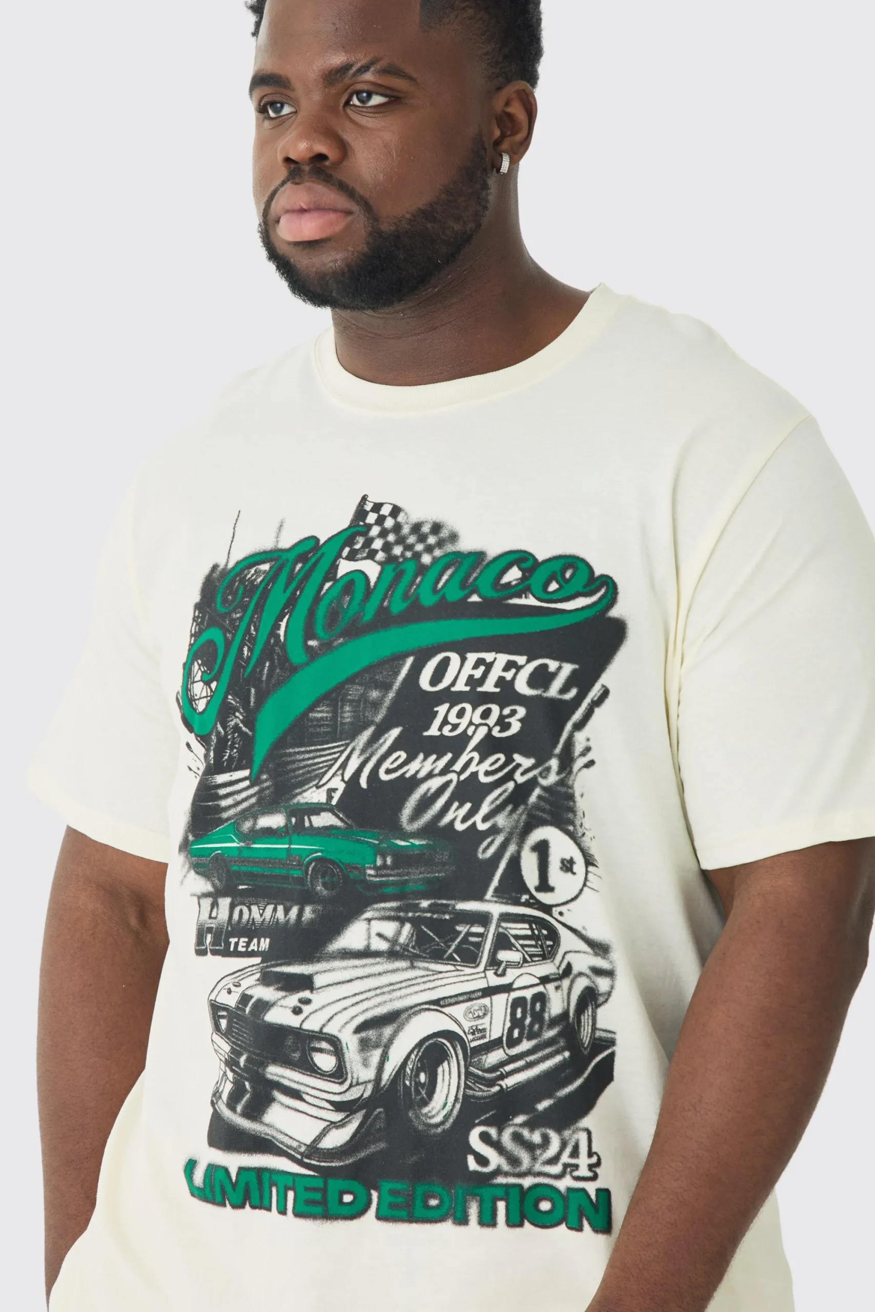 Plus Monaco Moto Print T-shirt | UK^boohooMAN Clearance
