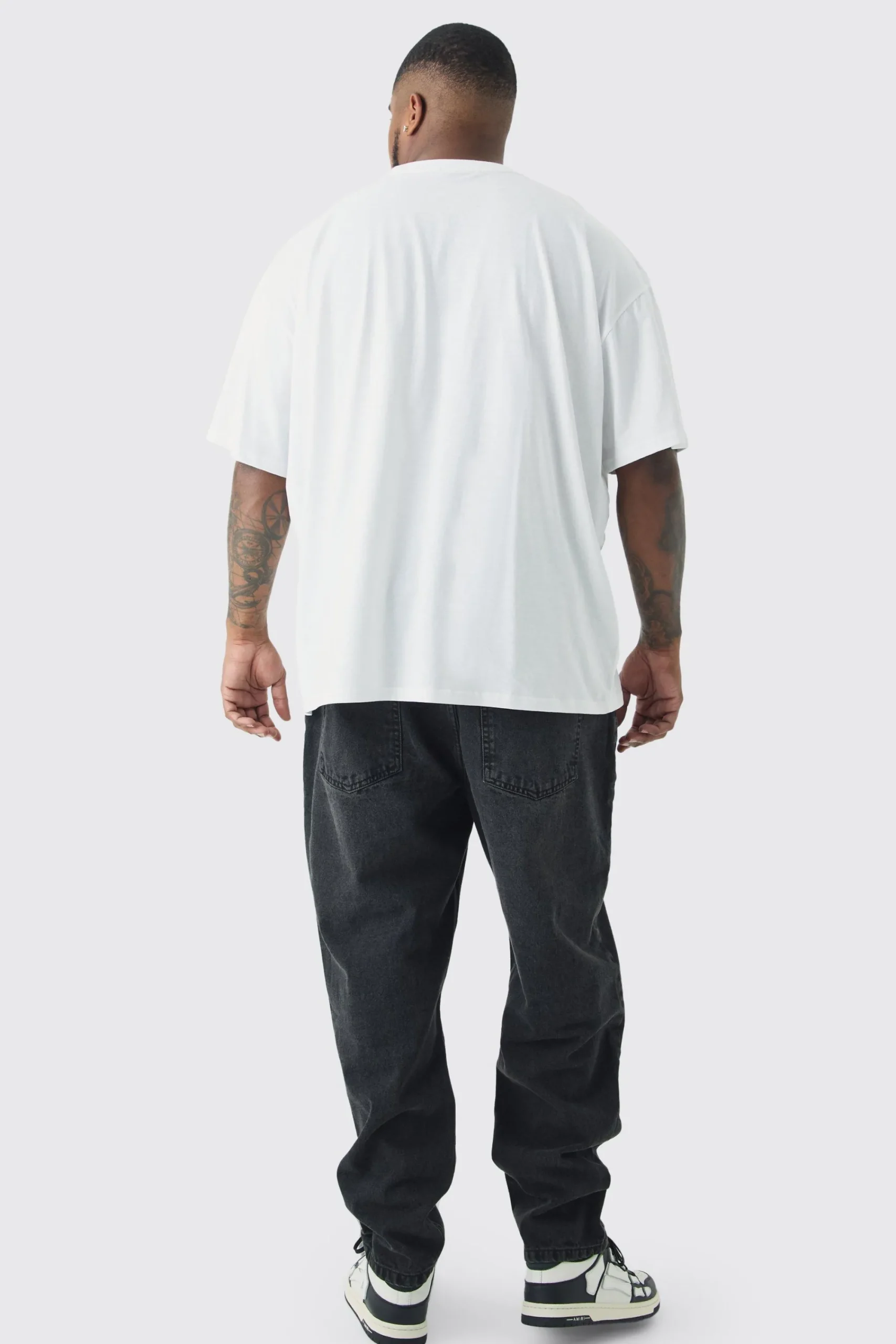 Plus Mono Abstract Floral Printed T-shirt In | UK^boohooMAN Clearance