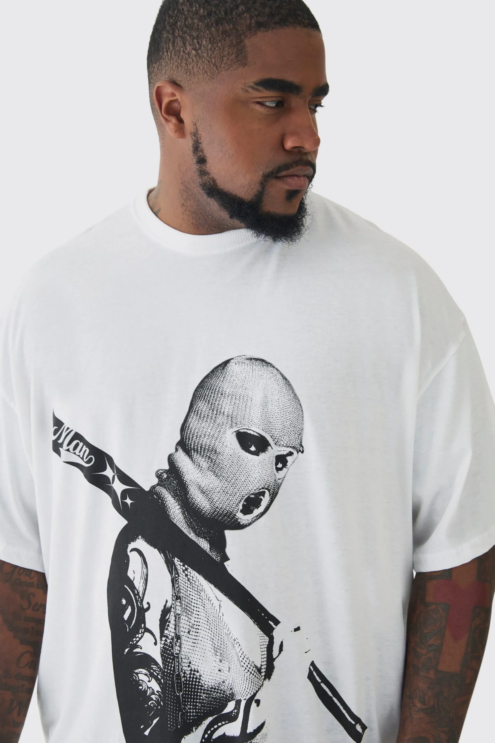 Plus Mono Man Balaclava T-shirt In | UK^boohooMAN Sale