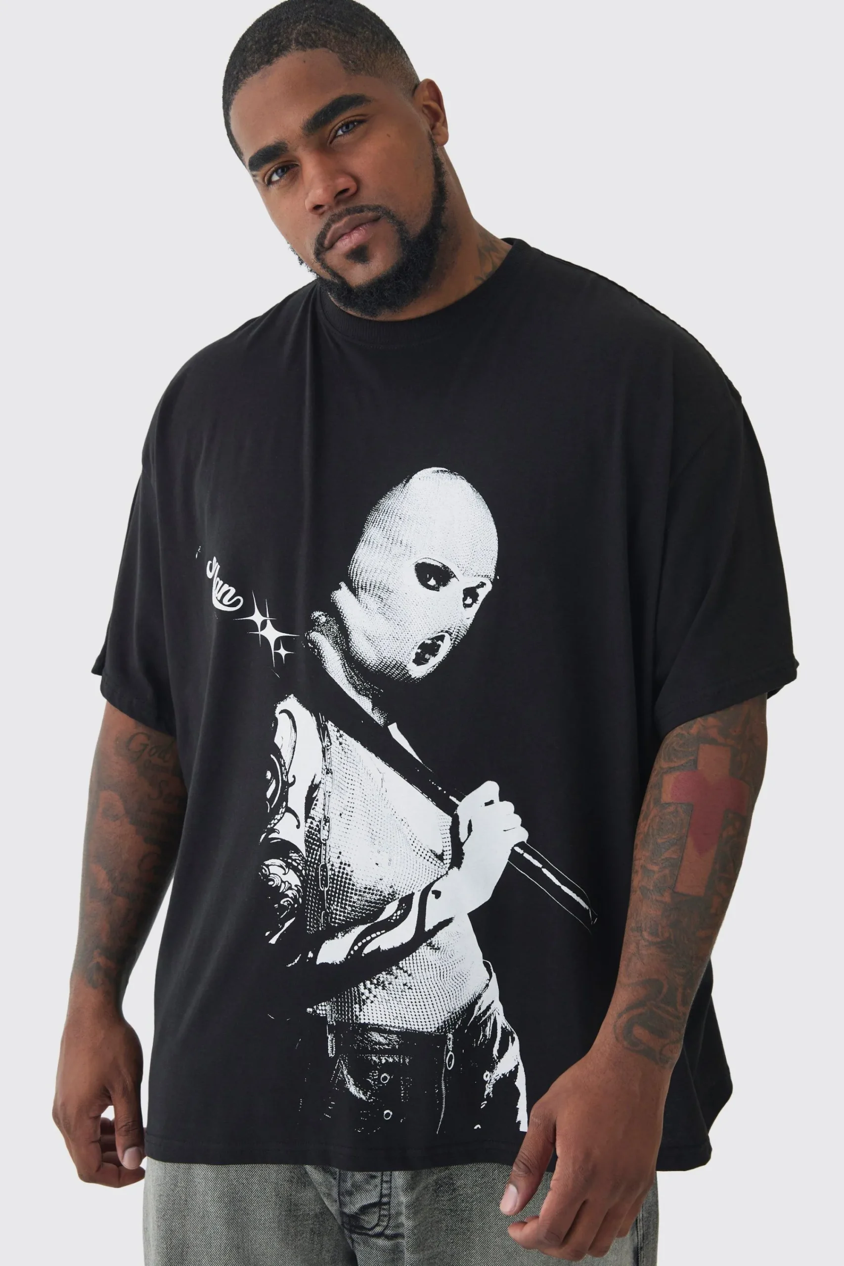 Plus Mono Man Balaclava T-shirt In | UK^boohooMAN Hot