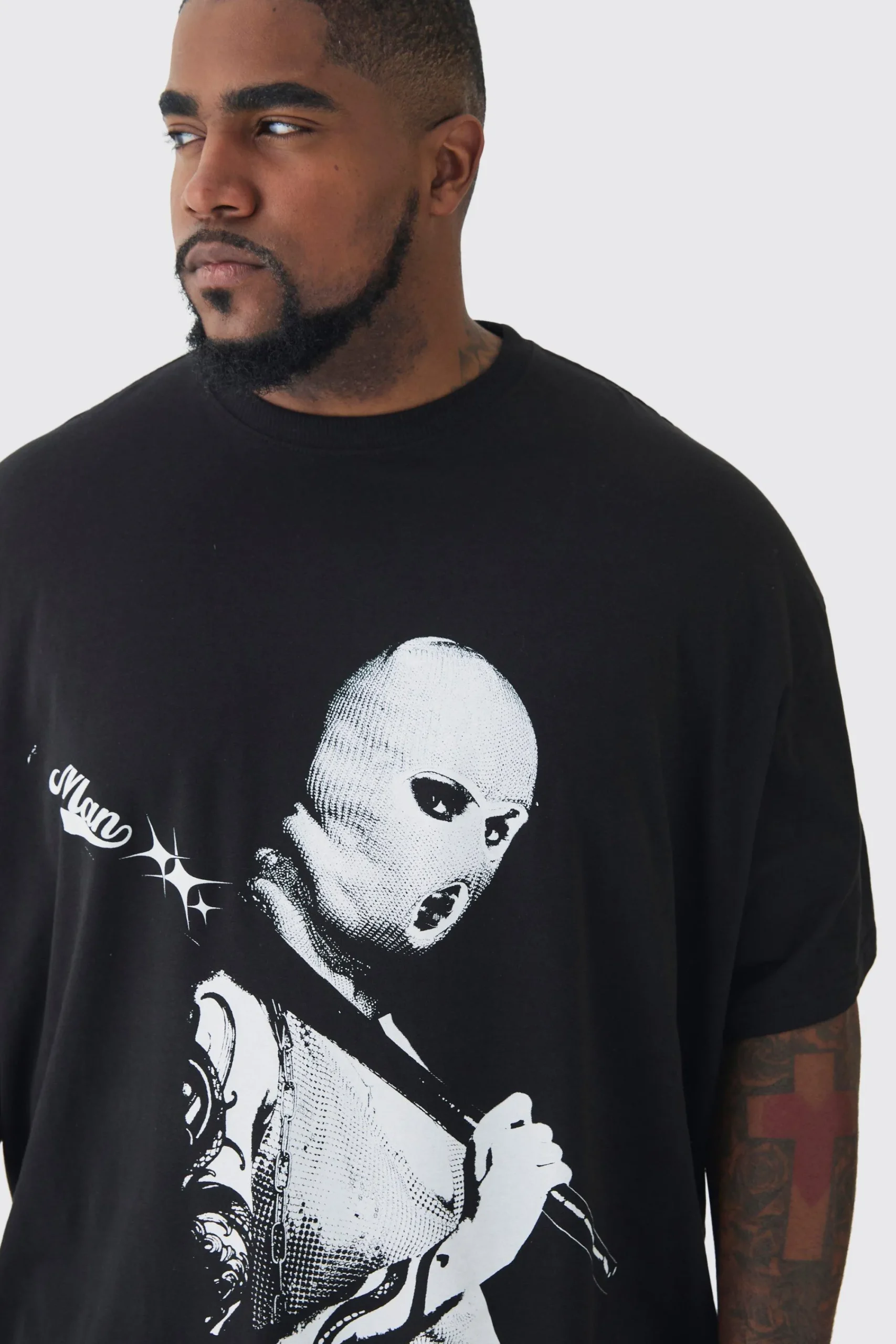 Plus Mono Man Balaclava T-shirt In | UK^boohooMAN Hot