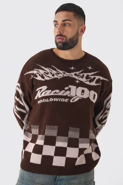 boohooMAN Plus Moto Crew Neck Knitted Jumper In | UK| Knitwear