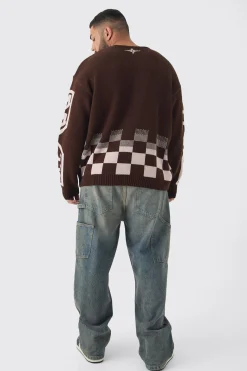 boohooMAN Plus Moto Crew Neck Knitted Jumper In | UK| Knitwear