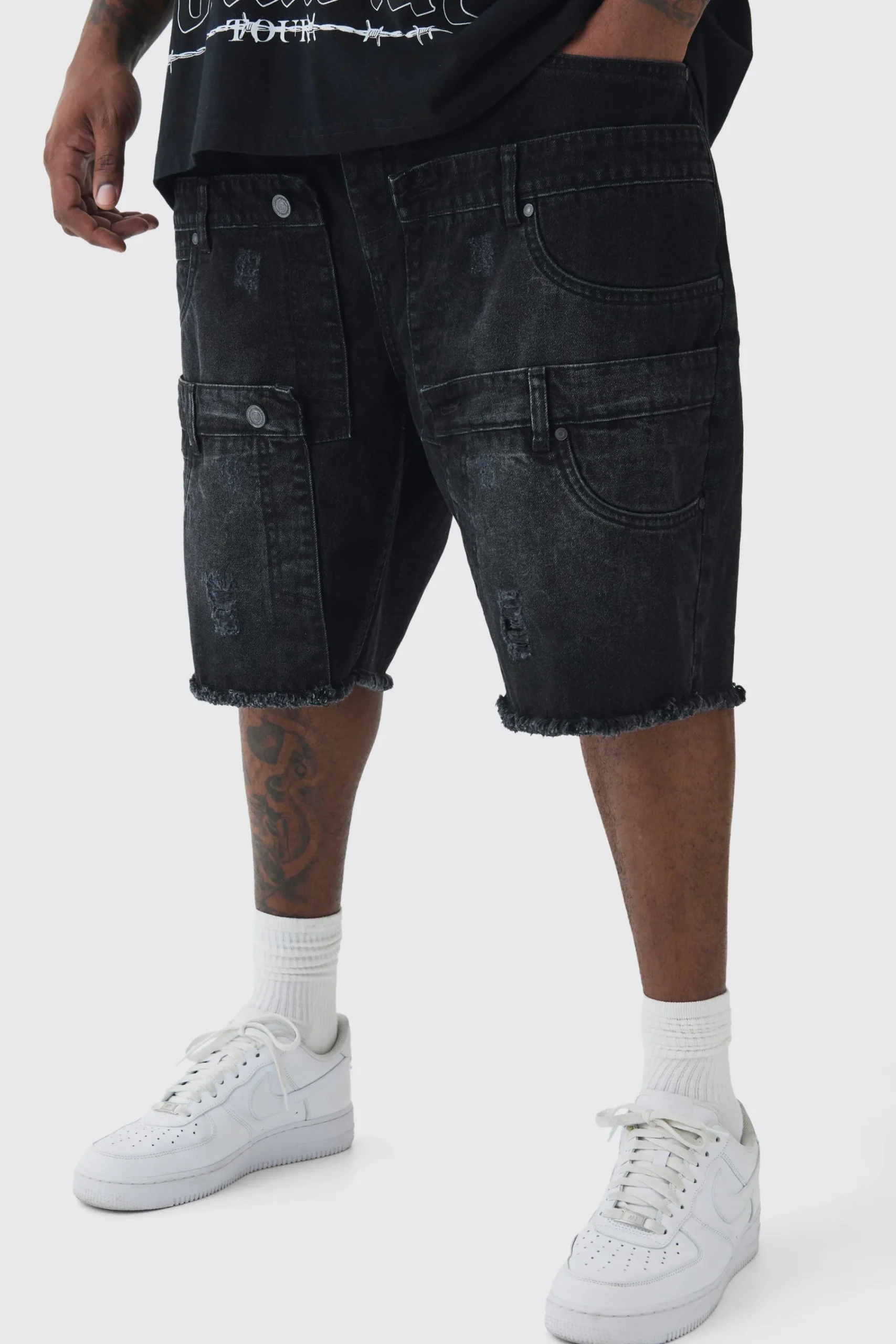 boohooMAN Plus Multi Waistband Relaxed Fit Denim Shorts | UK| Shorts