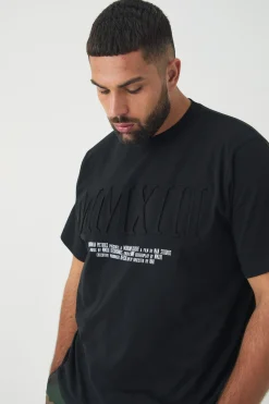Plus MXVIII Debossed T-shirt In | UK^boohooMAN Online