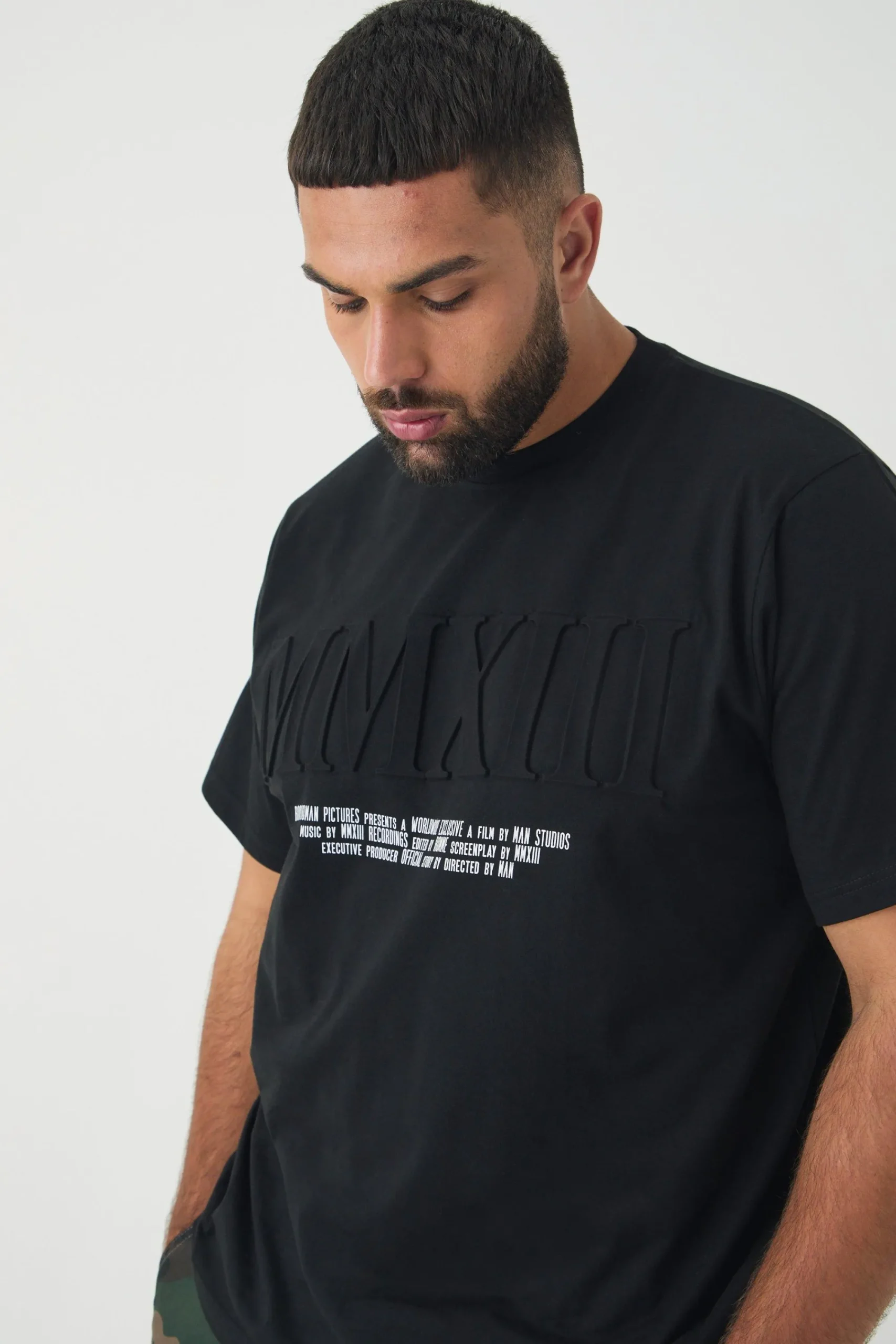 Plus MXVIII Debossed T-shirt In | UK^boohooMAN Online