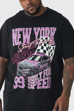 Plus New York Moto Print T-shirt | UK^boohooMAN New