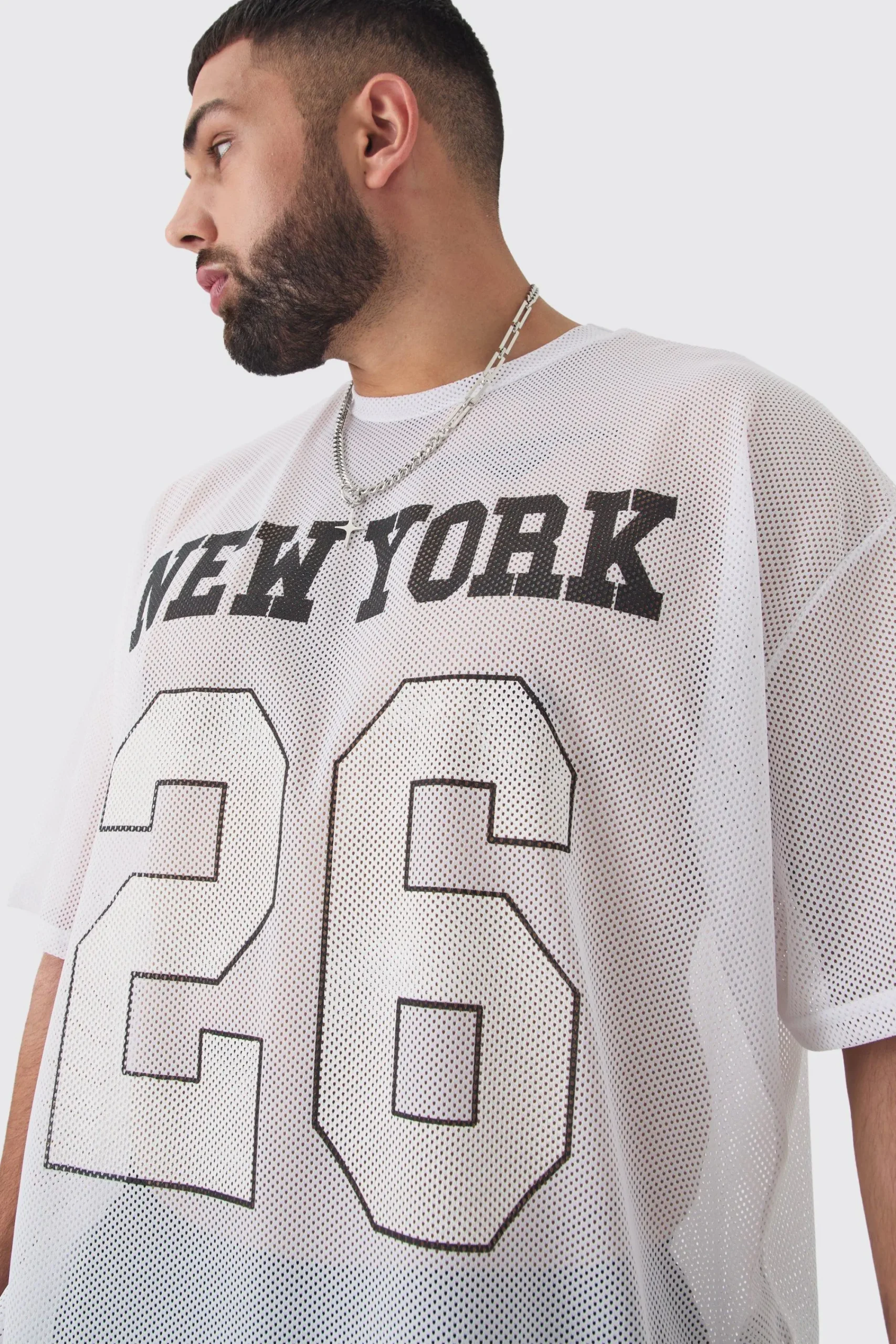 Plus New York Printed Varsity Mesh Basketball T-shirt In | UK^boohooMAN Sale