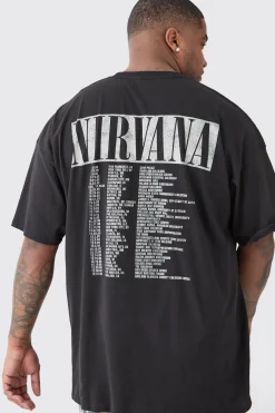 Plus Nirvana Tour Dates Back Print License T-shirt | UK^boohooMAN Outlet