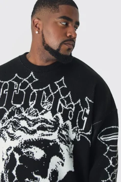 boohooMAN Plus OFCL Renaissance Crew Neck Jumper | UK| Knitwear