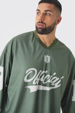 Plus Official 13 Oversized Hockey T-Shirt In Black | UK^boohooMAN Hot