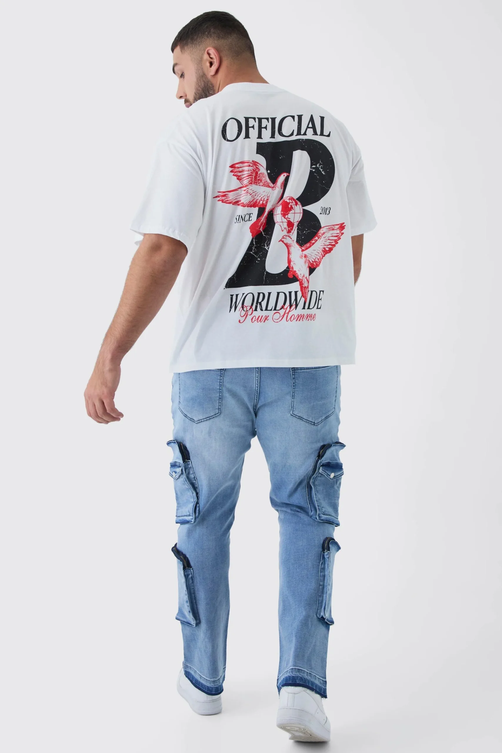 Plus Official Dove Printed Oversized T-Shirt | UK^boohooMAN Sale