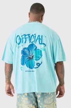 Plus Official Floral Back Print T-shirt In | UK^boohooMAN Online
