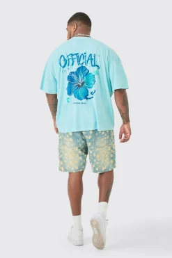 Plus Official Floral Back Print T-shirt In | UK^boohooMAN Online