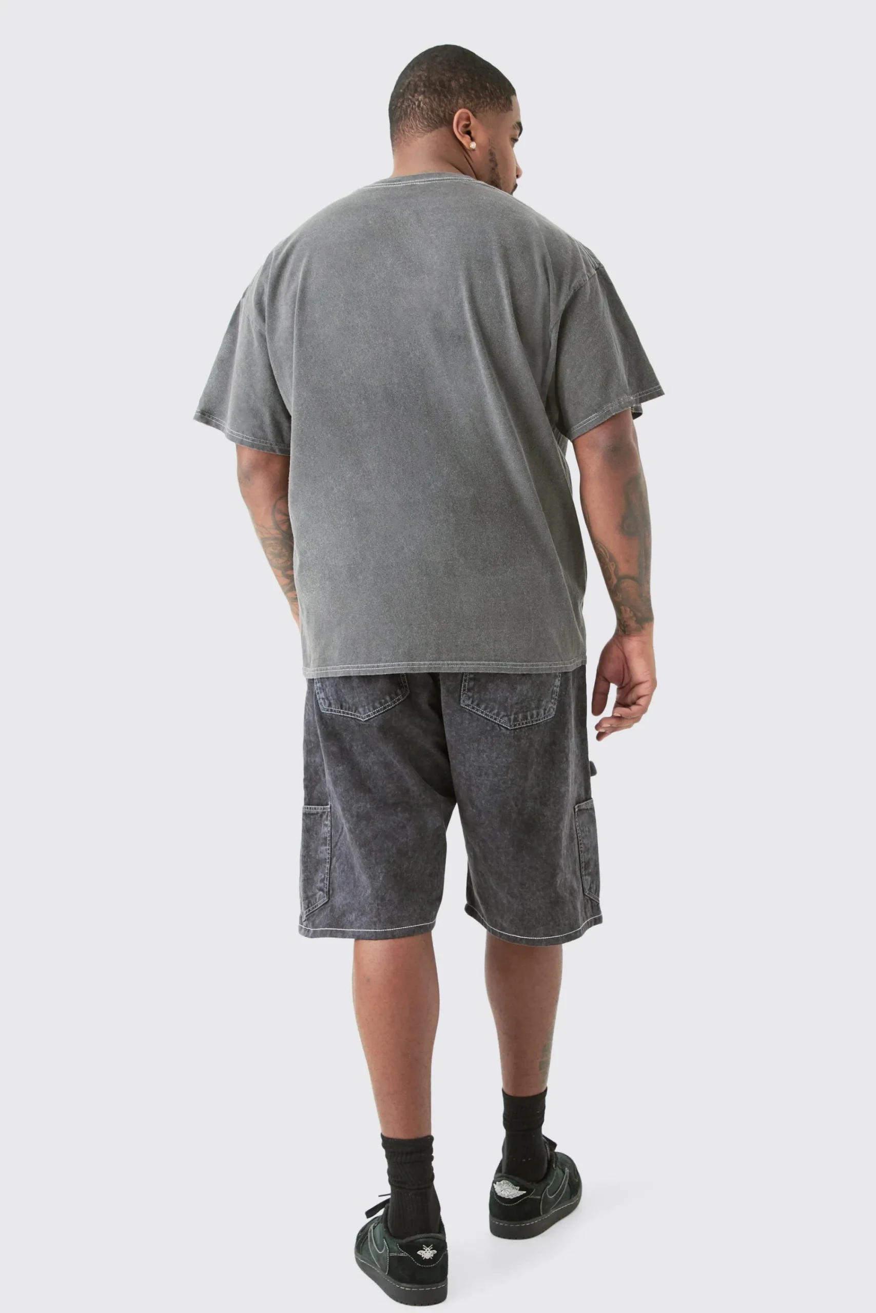 Plus Oversize Acdc Acid Wash License T-shirt | UK^boohooMAN Clearance