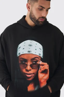 boohooMAN Plus Oversized Aaliyah License Hoodie | UK| Hoodies & Sweatshirts