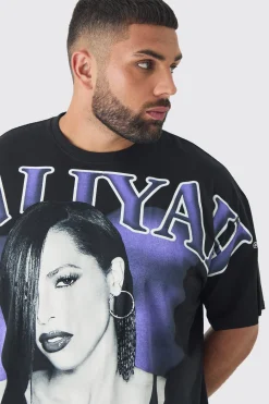 Plus Oversized Aaliyah Over Seams License Print T-Shirt | UK^boohooMAN Discount