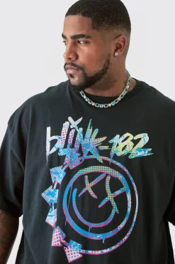 Plus Oversized Blink 182 License T-shirt In | UK^boohooMAN Outlet