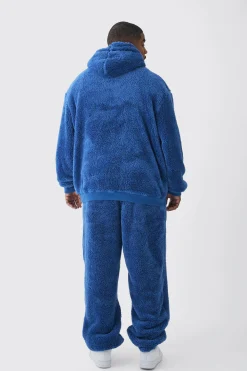 boohooMAN Plus Oversized Borg Embroidered Hooded Tracksuit | UK| Tracksuits