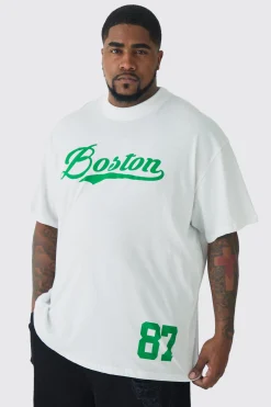 Plus Oversized Boston Varsity Print T-shirt | UK^boohooMAN Hot