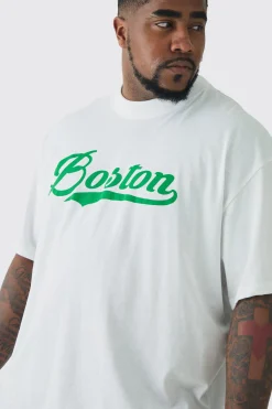 Plus Oversized Boston Varsity Print T-shirt | UK^boohooMAN Hot