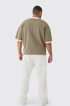 Plus Oversized Boxy Football Knitted Polo Shirt | UK^boohooMAN Discount