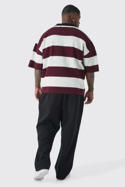 Plus Oversized Boxy Football Knitted Polo Shirt | UK^boohooMAN Sale