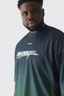 Plus Oversized Boxy Mesh Applique Ombre Moto Printed T-shirt | UK^boohooMAN Sale