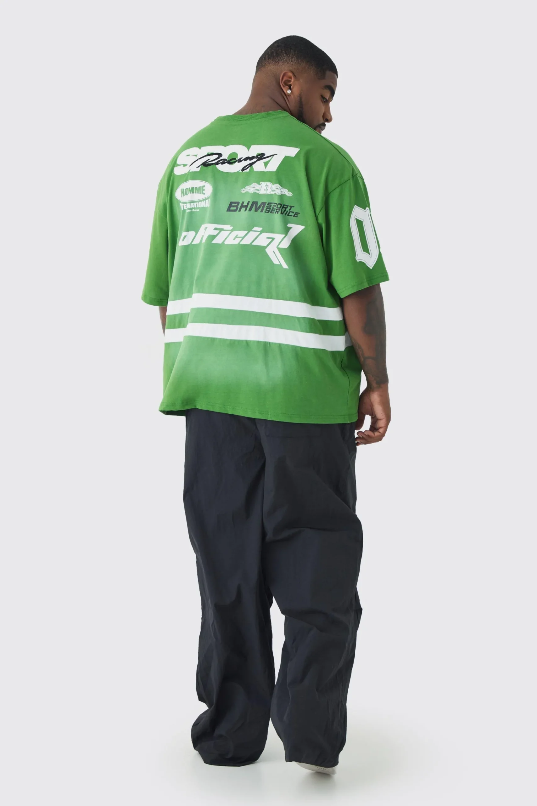 Plus Oversized Boxy Neck Washed Applique Moto T-shirt | UK^boohooMAN New