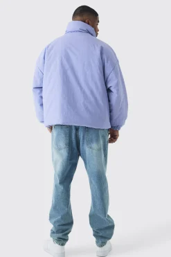 boohooMAN Plus Oversized Boxy Padded Funnel Neck Coat In | UK| Coats & Jackets