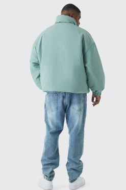 boohooMAN Plus Oversized Boxy Padded Funnel Neck Coat In | UK| Coats & Jackets