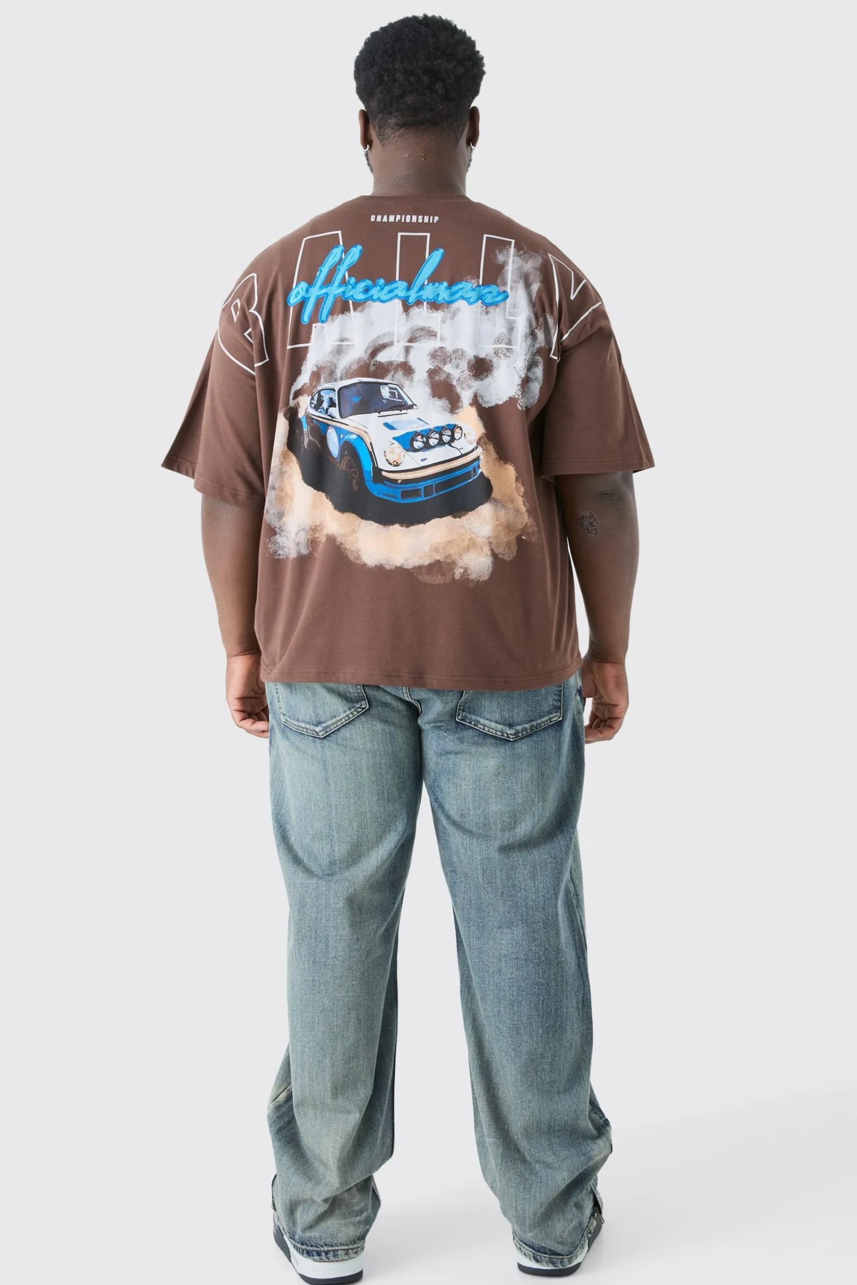 Plus Oversized Boxy Rally Graphic T-shirt | UK^boohooMAN Discount