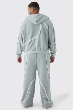 boohooMAN Plus Oversized Boxy Zip Panel Wide Jogger Tracksuit | UK| Tracksuits