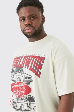 Plus Oversized Car Graphic T-shirt | UK^boohooMAN Clearance