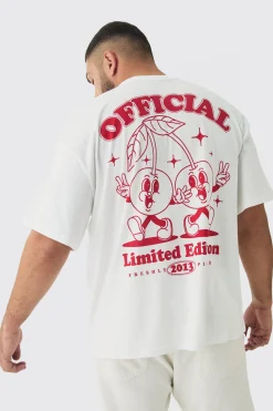 Plus Oversized Cherry Graphic T-Shirt | UK^boohooMAN Outlet