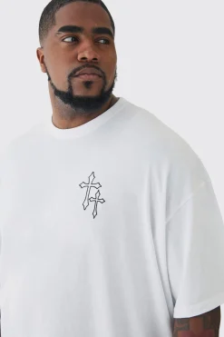 Plus Oversized Cross Embroidered T-shirt In | UK^boohooMAN Discount