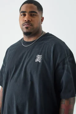 Plus Oversized Dark Tropics Wash T-shirt | UK^boohooMAN Clearance