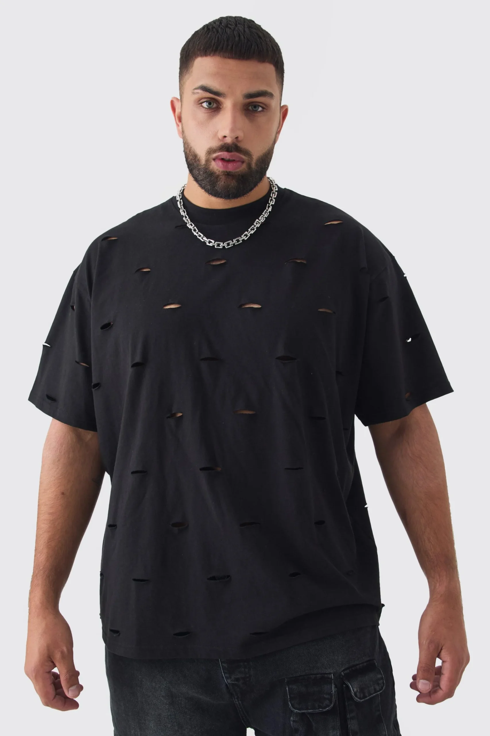 Plus Oversized Distressed Overydye T-shirt | UK^boohooMAN Discount