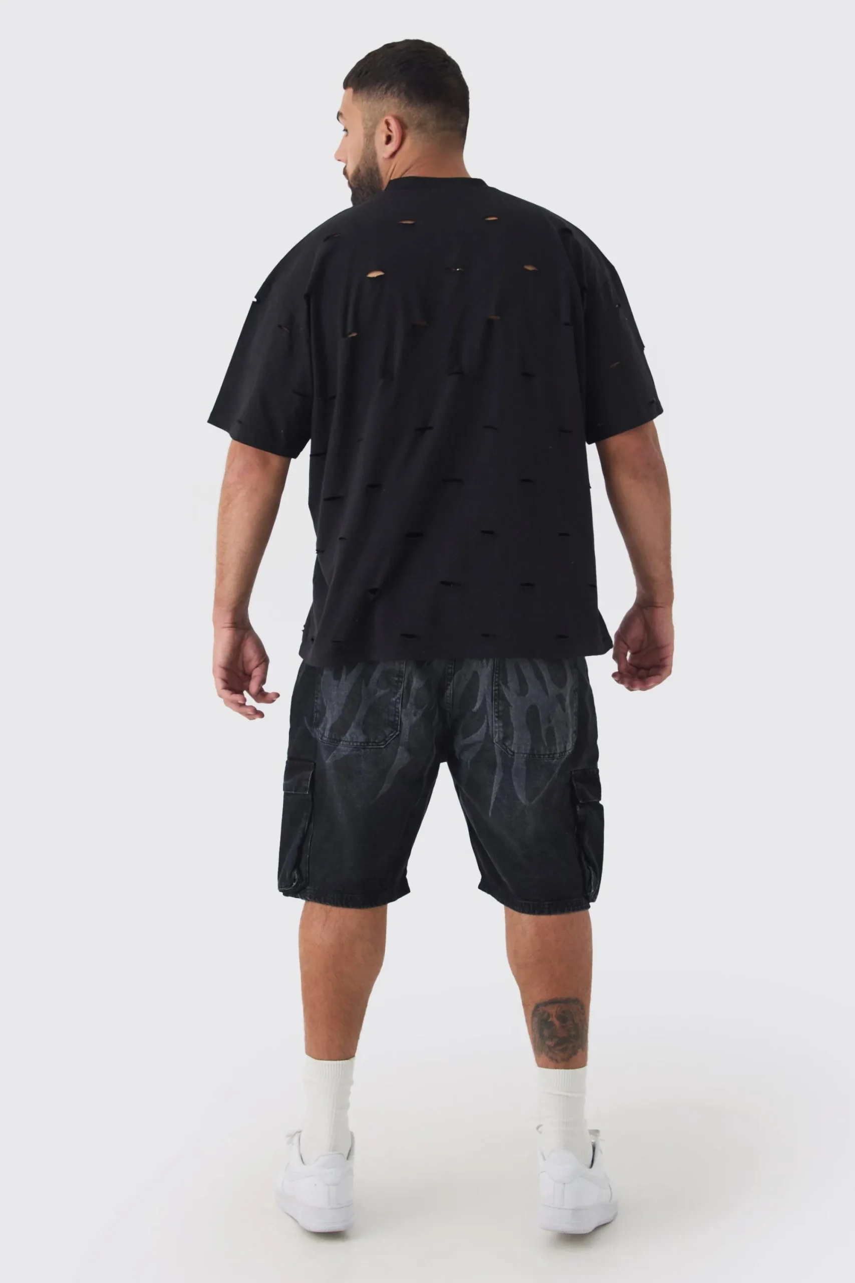 Plus Oversized Distressed Overydye T-shirt | UK^boohooMAN Discount