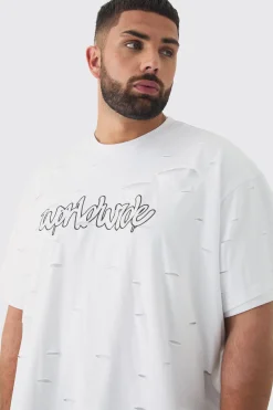 Plus Oversized Double Layer Worldwide T-shirt | UK^boohooMAN New