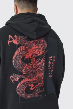 boohooMAN Plus Oversized Dragon Graphic Hoodie | UK| Hoodies & Sweatshirts