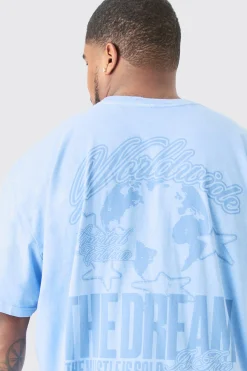 Plus Oversized Dream Worldwide Print T-shirt In | UK^boohooMAN Discount