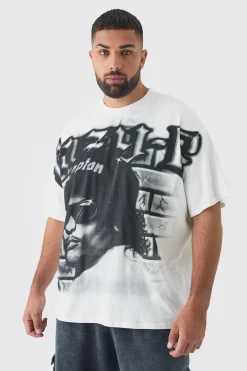 Plus Oversized Eazy E Large Scale License Print T-Shirt | UK^boohooMAN Online
