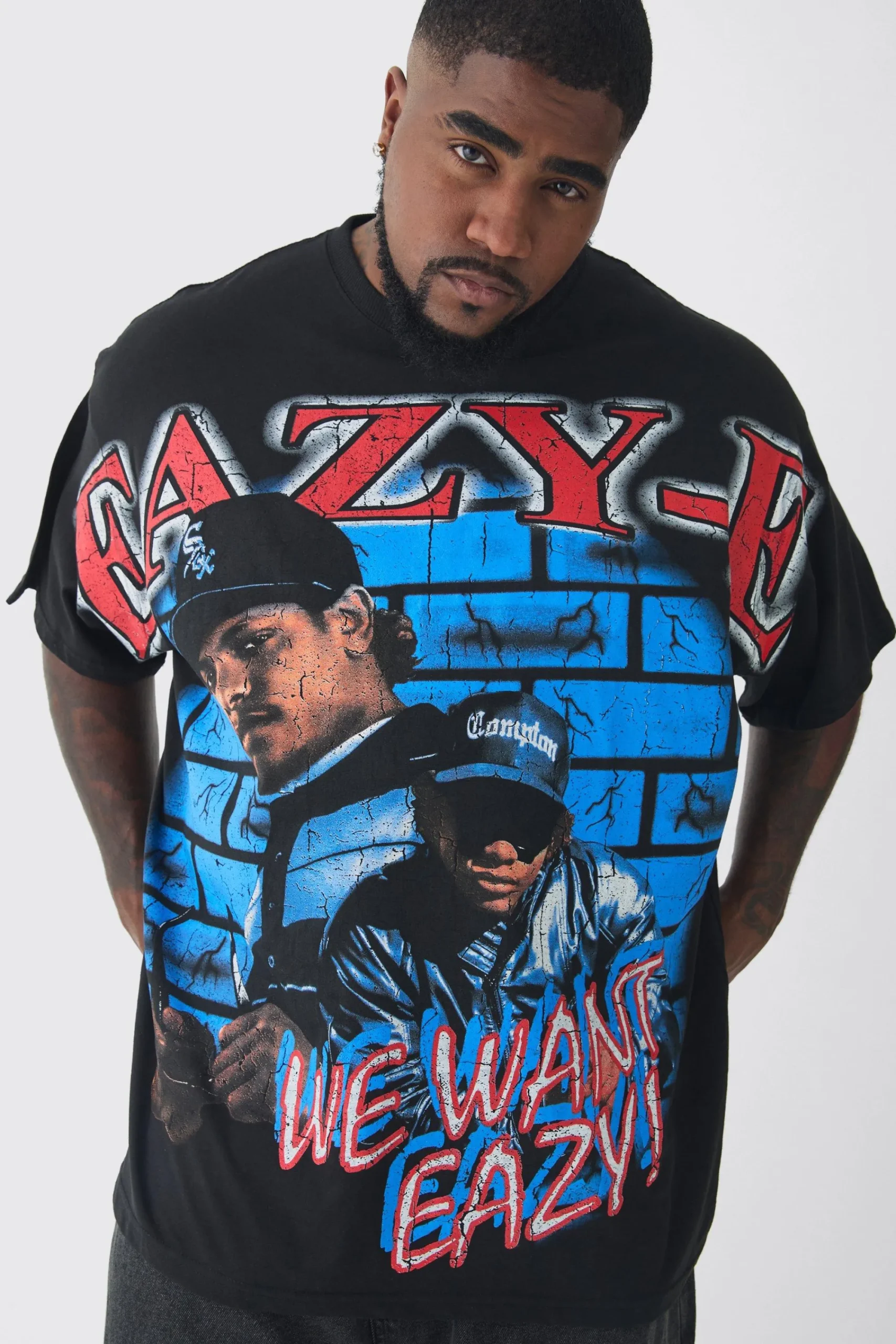 Plus Oversized Eazy E Large Scale License Print T-Shirt | UK^boohooMAN Best