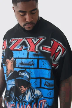 Plus Oversized Eazy E Large Scale License Print T-Shirt | UK^boohooMAN Best