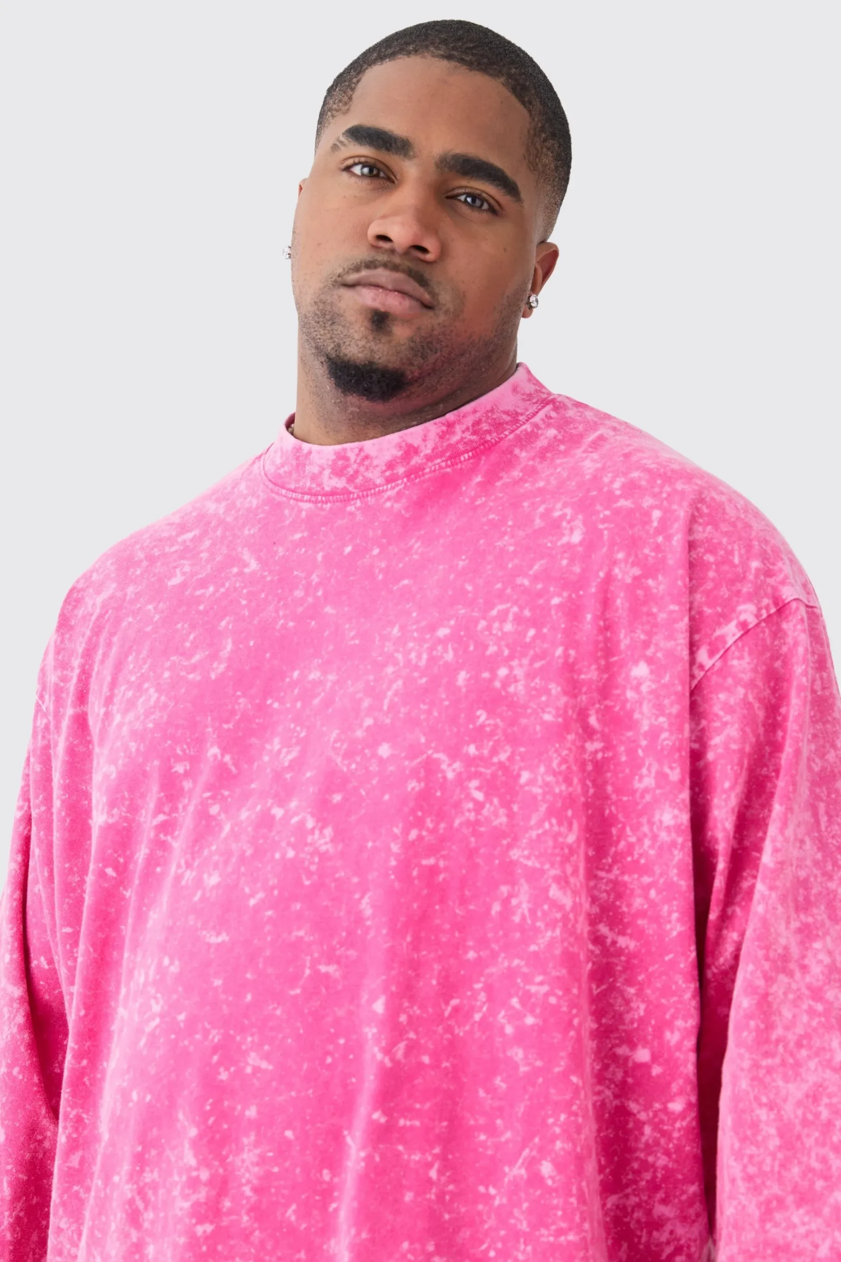 Plus Oversized Extended Neck Laundered Long Sleeve T-shirt | UK^boohooMAN