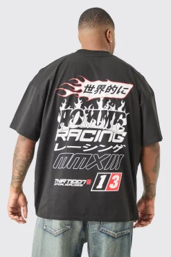 Plus Oversized Extended Neck Moto T-shirt In | UK^boohooMAN Online