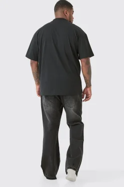 Plus Oversized Extended Neck Gothic Man Grafitti Spray T-shirt | UK^boohooMAN Hot